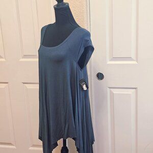Laura Janelle Tunic with Shark Bite hemline in Dark Teal/Green